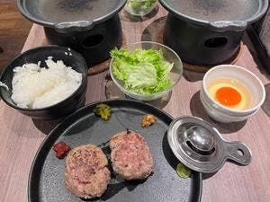 肉屋のハンバーグと炊きたての米